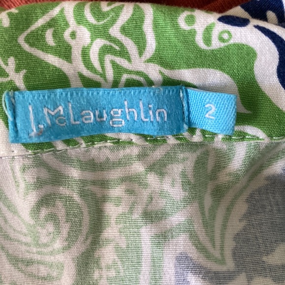 J. McLaughlin Harbor Green Blue Marrakesh Paisley Collared Tunic Shirt Dress - 2 - Picture 8 of 11